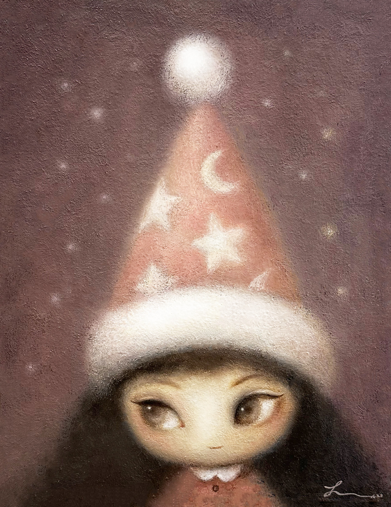 리틀 마법사녀 — Hana Kwon, Oil and oil pastel on canvas, 2026